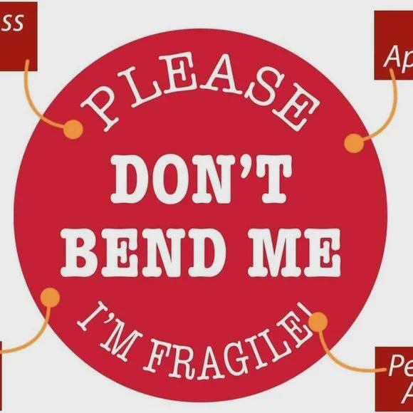 Don't Bend Me I'm Fragile Sticker, Semi-Gloss Paper, Permanent Adhesive