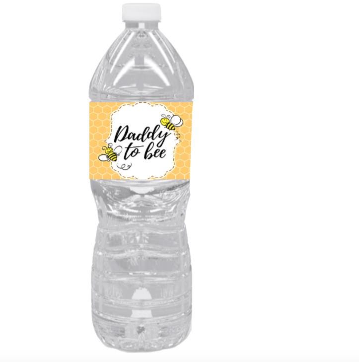 Daddy To BEE Baby Shower Water Bottle Labels | Bumble Bee Theme | 12pcs| Glossy