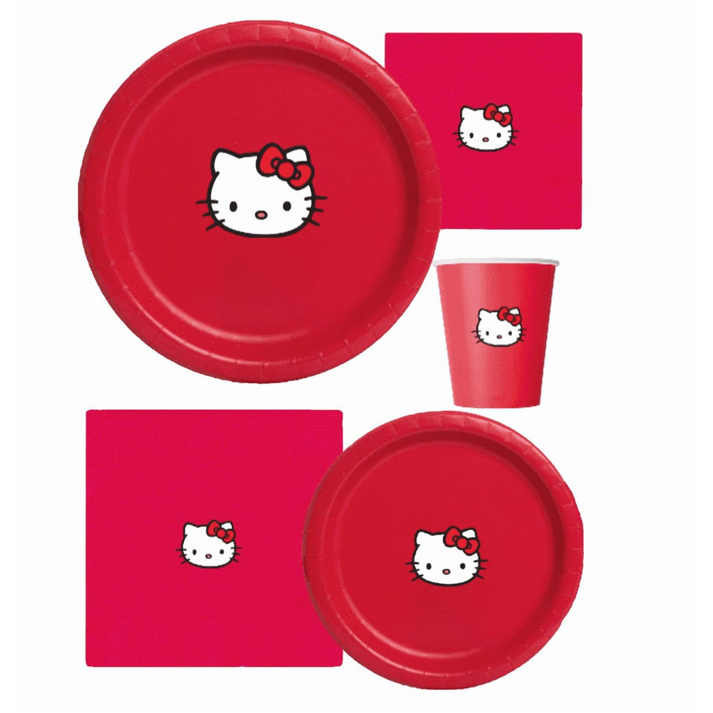 Kitty Party Supplies Set, Red Paper Plates, Cups and Napkins, Party Pack