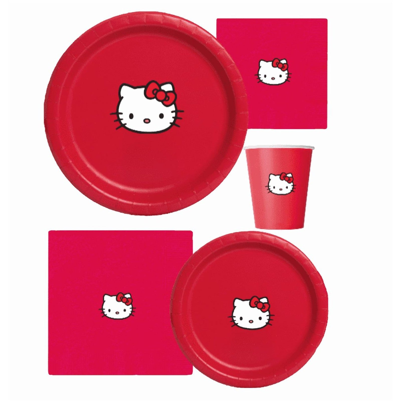 Kitty Party Supplies Set, Red Paper Plates, Cups and Napkins, Party Pack