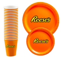 Candy Name Birthday Party Dinnerware, Bright Orange Party Plates, 60 Piece Set