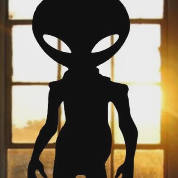 Alien Silhouette Window Decal | Large Reusable Halloween Static Cling | Black