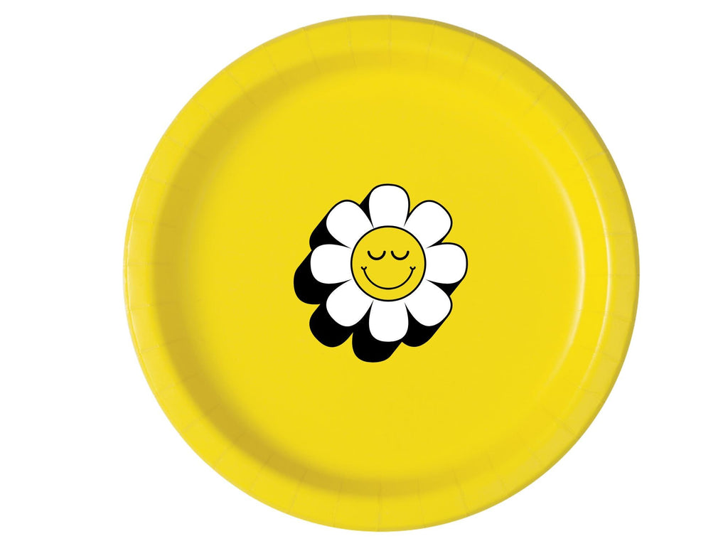 ellow Boho Floral Party Plates | Flower Theme Celebration Tableware | Dinner and Dessert
