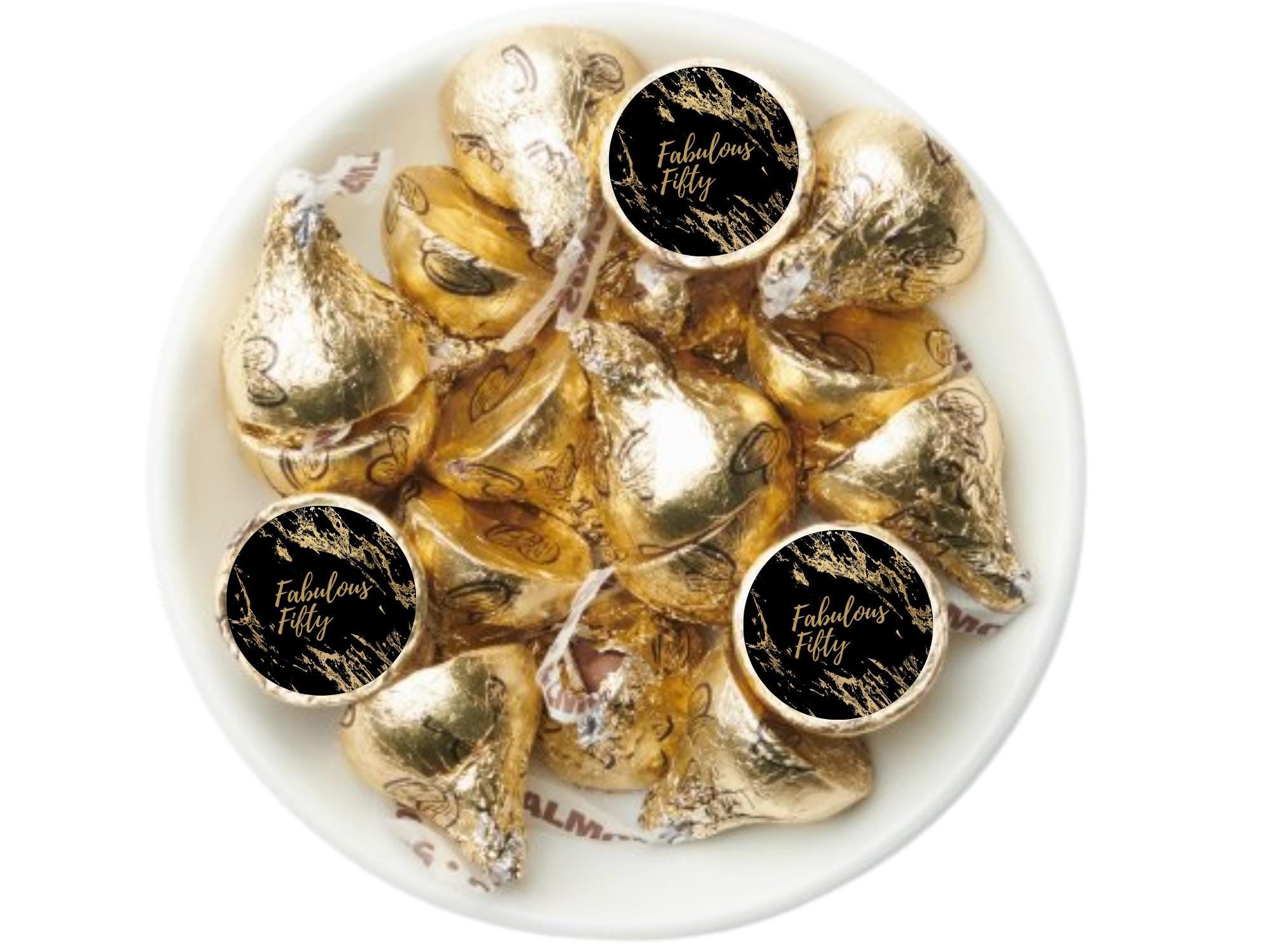 Fabulous Fifty Candy Kiss Stickers | Black 50th Birthday Theme | 100 Pack