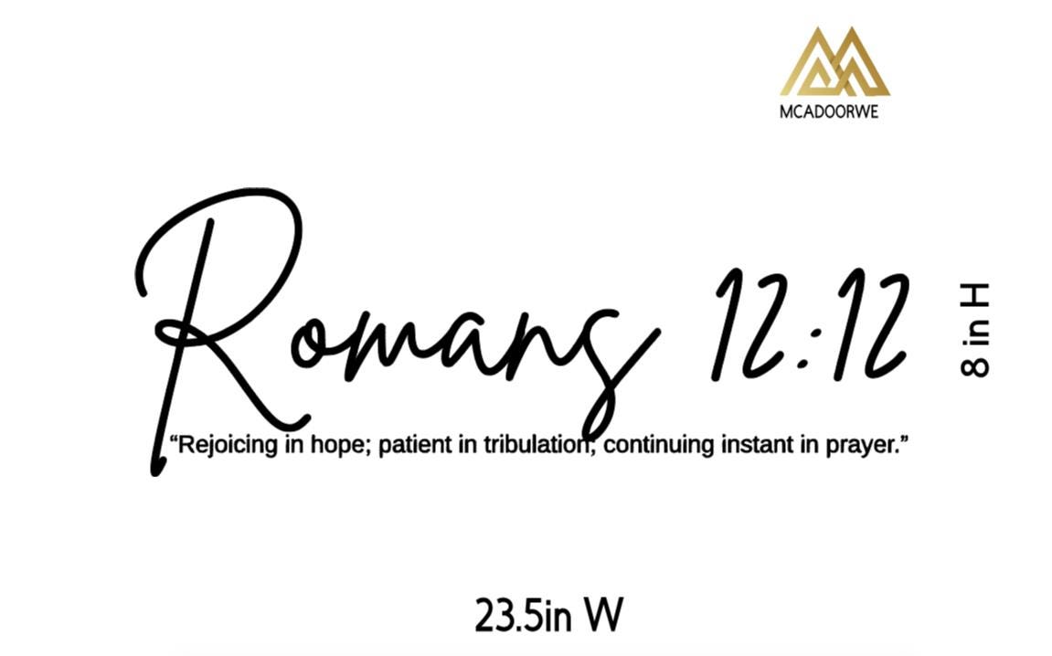Romans 12:12 Bible Verse Wall Art | Faith Based Motivation | Vinyl Wall Decals