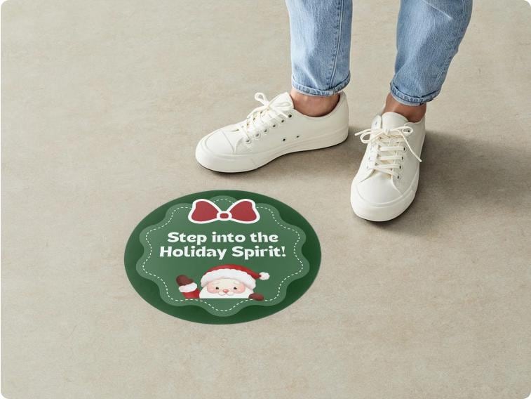 Step Into the Holiday Spirit Christmas Floor Decals | 6x6 Vinyl Removable Stickers | Set of 4