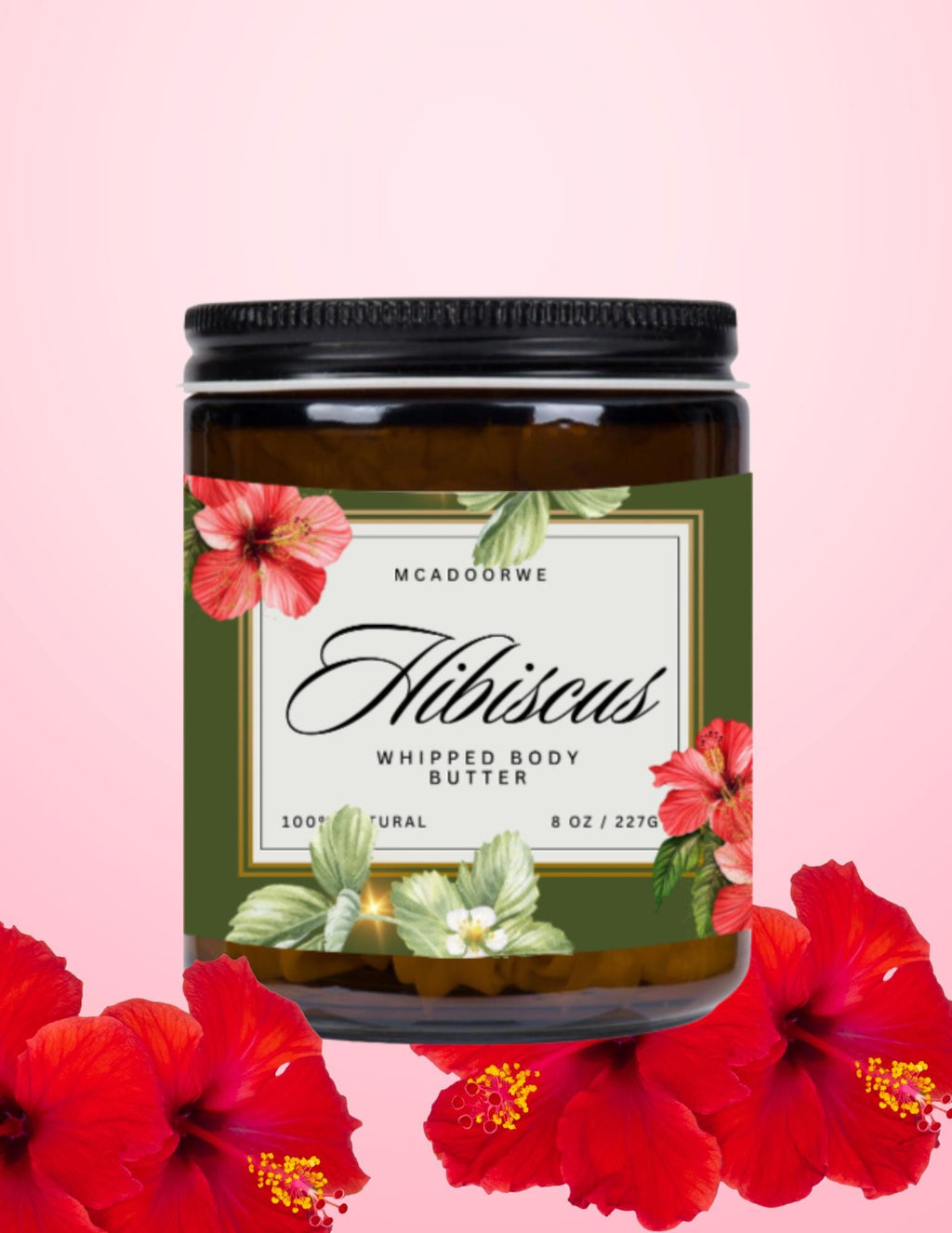 Hibiscus Whipped Body Butter | Shea Mango Cocoa Body Butter | 8oz | Handmade