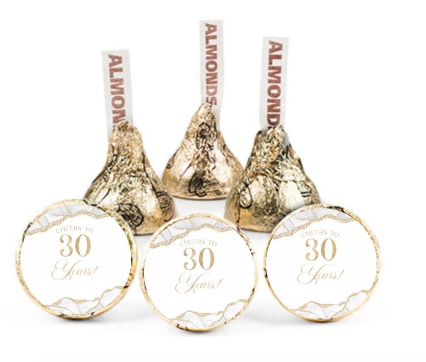 Cheers to 30 Years Mini Candy Labels | 30th Birthday Elegant Set of 100