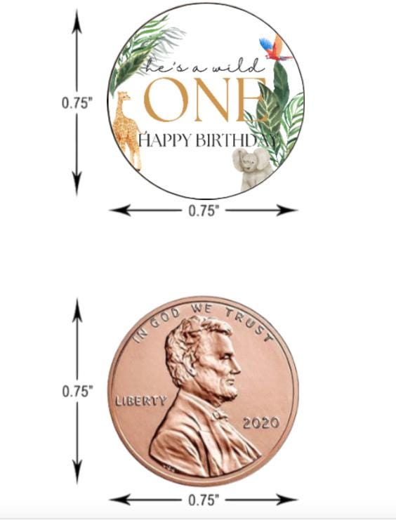Hes a Wild One Candy Labels | 1st Birthday| Safari Birthday favors|100ct| Glossy
