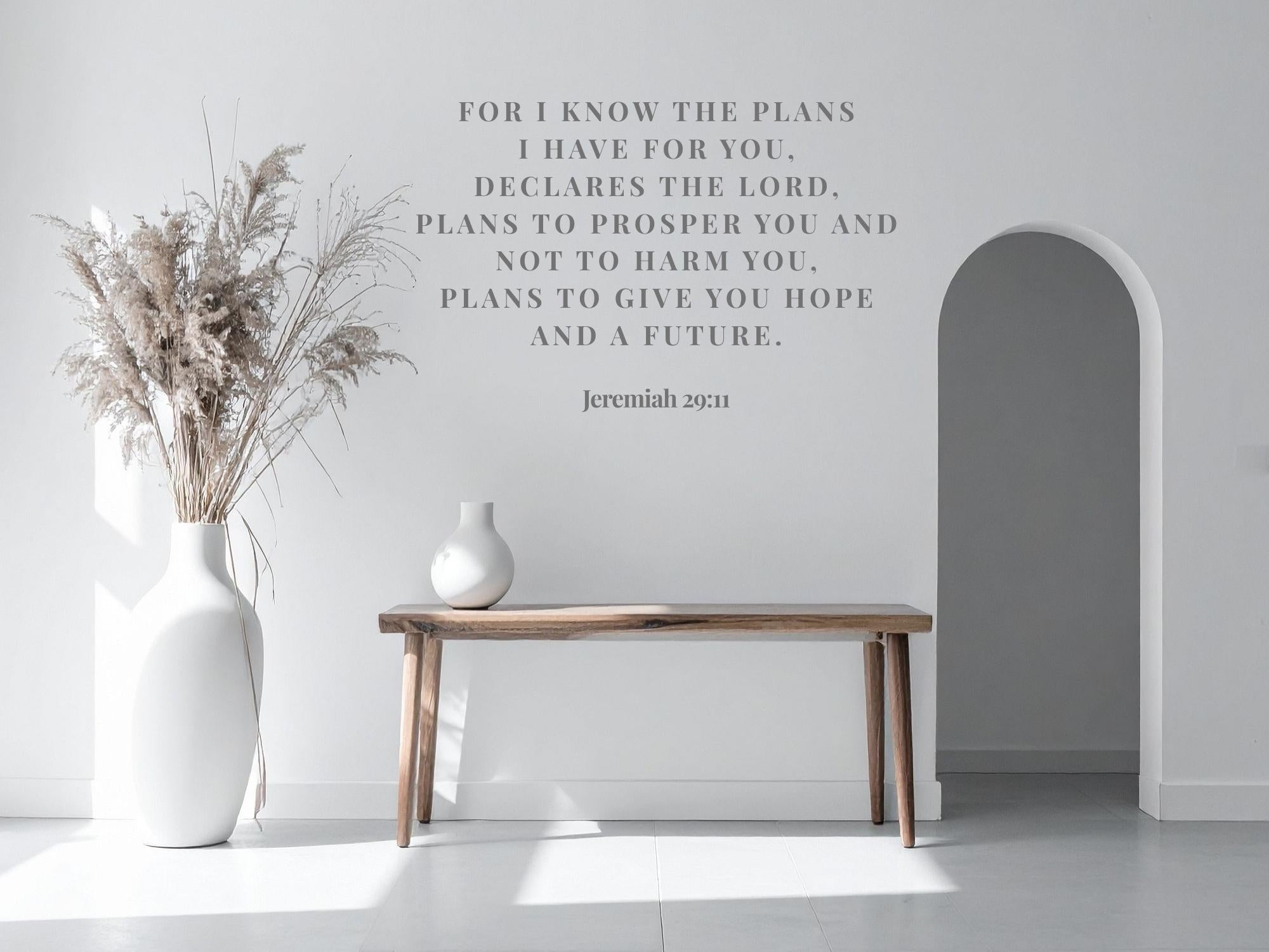 Jeremiah 29:11 Bible Verse Wall Art | Faith Based Motivation | Vinyl Wall Decals