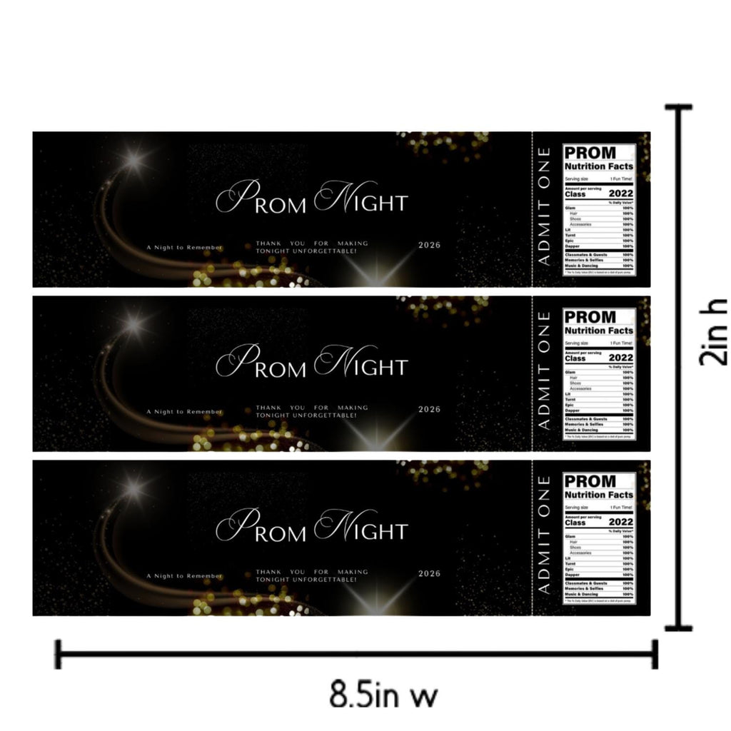 Prom Night Water Bottle Labels | Black|Set of 12|Drink Station Decor