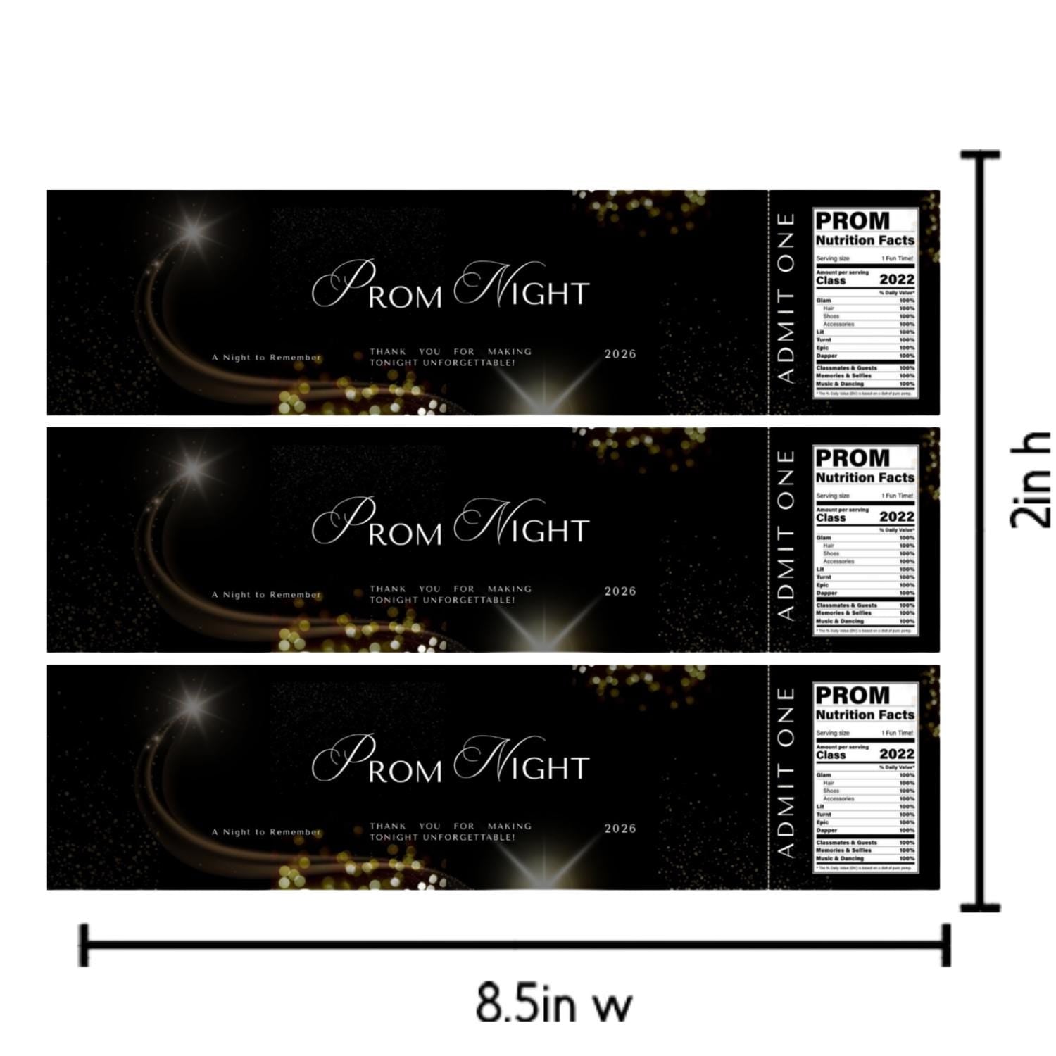 Prom Night Water Bottle Labels | Black|Set of 12|Drink Station Decor