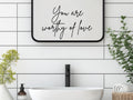 Inspirational Wall Decal | You Are Worthy of Love Quote | Durable + Removable Black Vinyl Peel and Stick