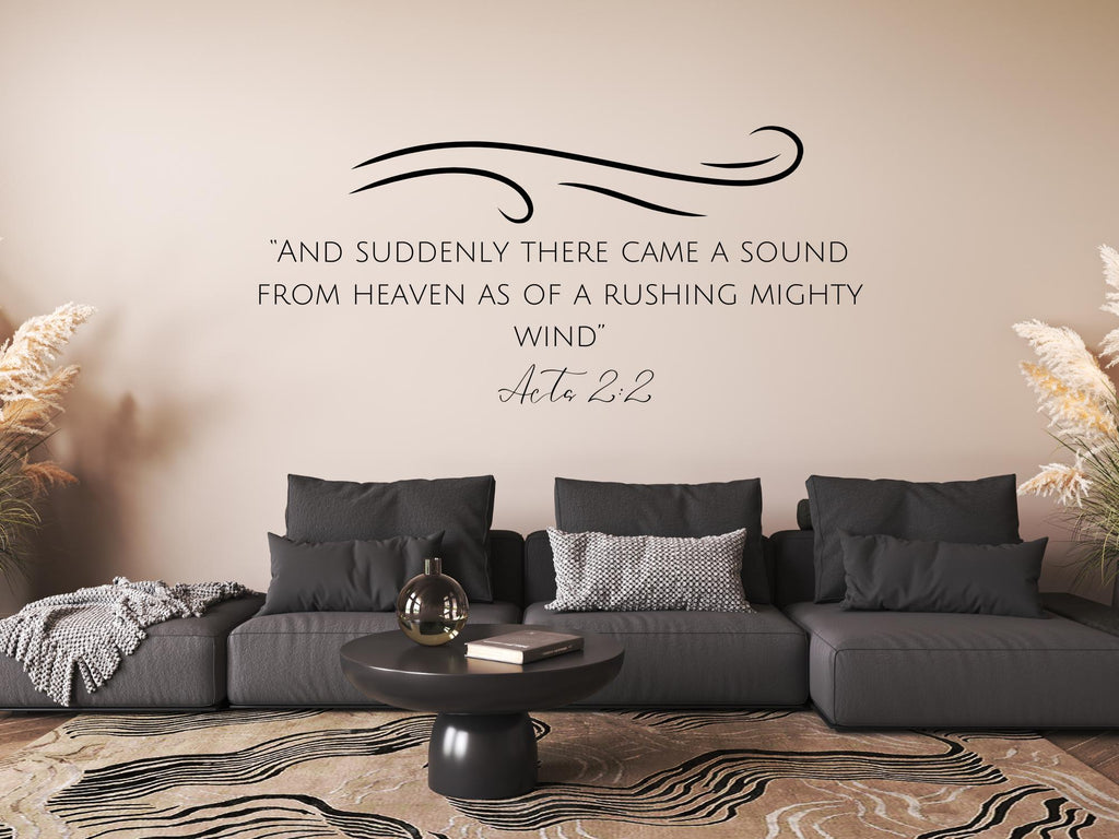 Acts 2:2 Scripture Wall Decal | Inspirational Bible Verse | Black Vinyl Large