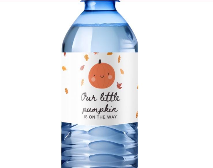 Our Little Pumpkin Is On The Way| Baby Shower Water Bottle Labels | Set of 12 | Table Accents