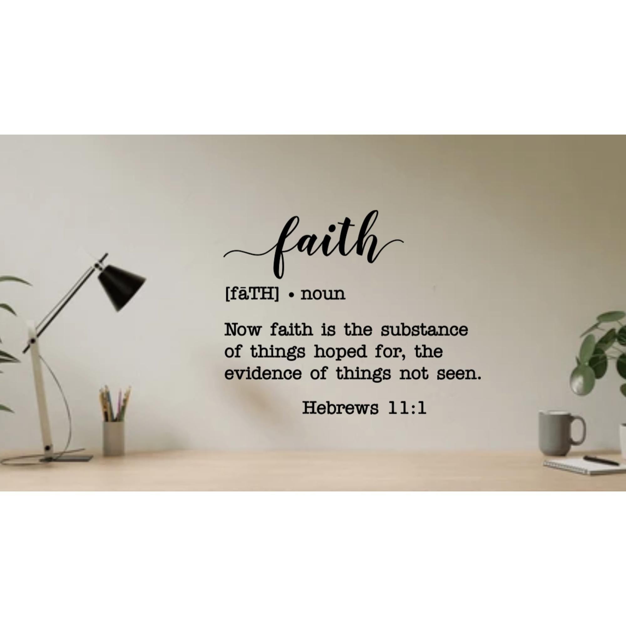 Faith Definition Wall Art with Hebrews 11:1 Bible Verse Quote, Inspirational Typography Print