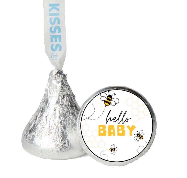Hello Baby Kisses Candy Stickers | 100ct|Bumble Bee Theme Favors|Shower Favors