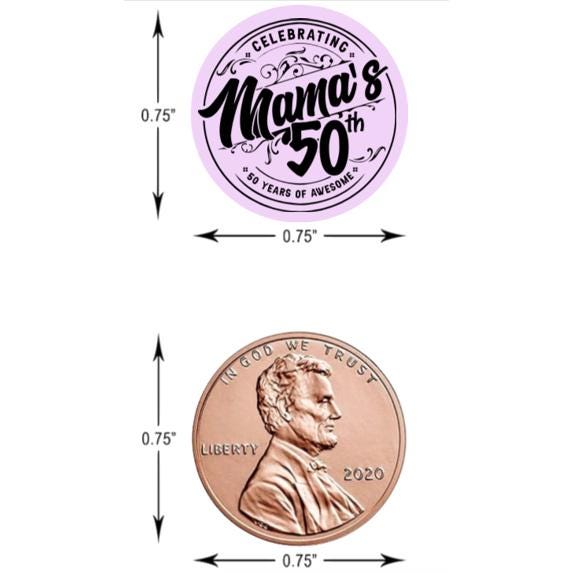 Mama's 50th Birthday Celebration Chocolate Candy Labels, Purple, Set of 100