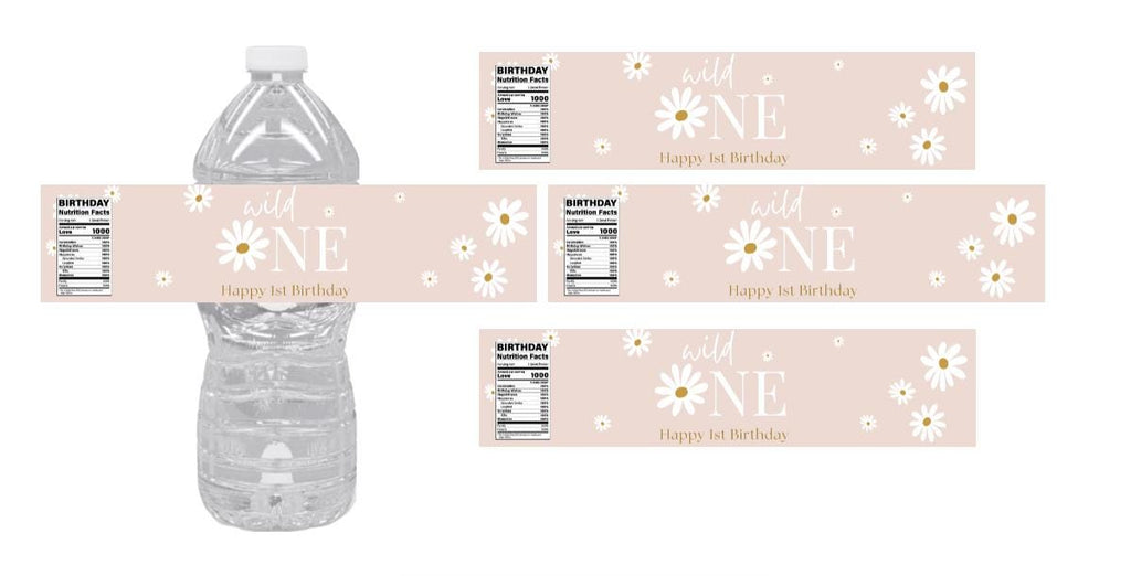 Wild One 1st Birthday Water Bottle Labels | Floral Theme|12ct| 1st Birthday Favors