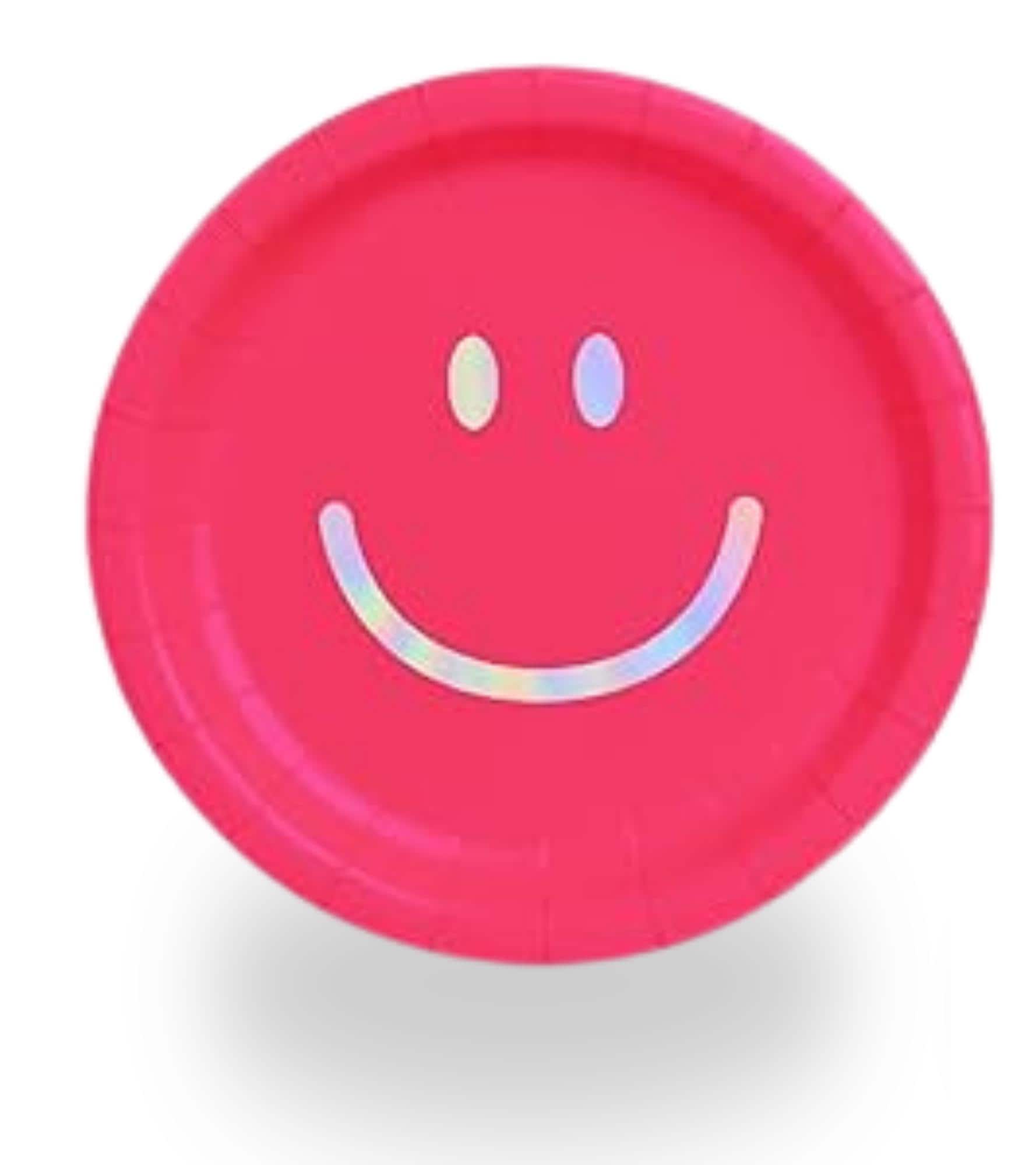 Smiley Face Party Plates Multicolor | Pink Green Purple Orange Tableware | Dinner and Dessert
