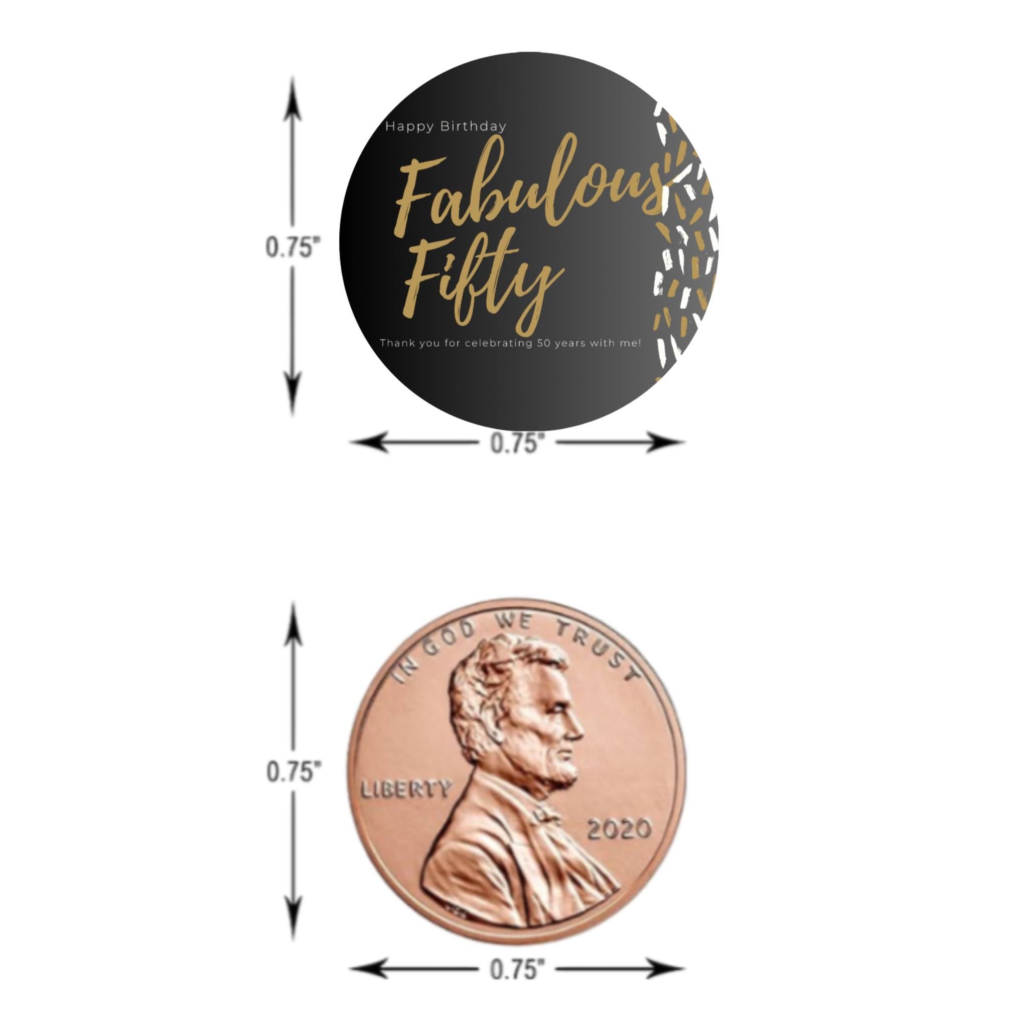 Fabulous Fifty Stickers | 100 Chocolate Candy Kiss Labels |Fabulous Fifty Labels