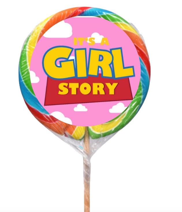 Its a Girl Story Swirl Pop Candy Labels- Baby Shower Lollipop Stickers-Its a Girl - Carnival Label