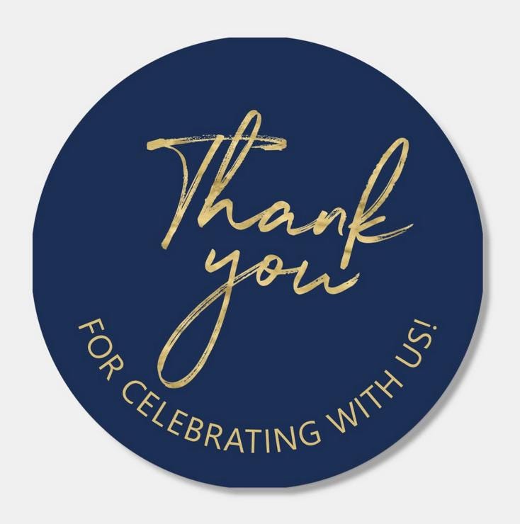 Thank You for Celebrating With Us Kisses Candy Stickers |100ct|Glossy| Custom Party Favors
