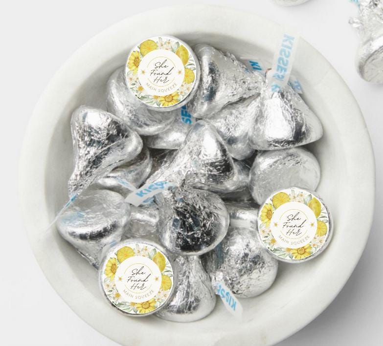 She Found Her Main Squeeze| Chocolate Candy Kiss Stickers|Bridal Shower Party Favors|100ct