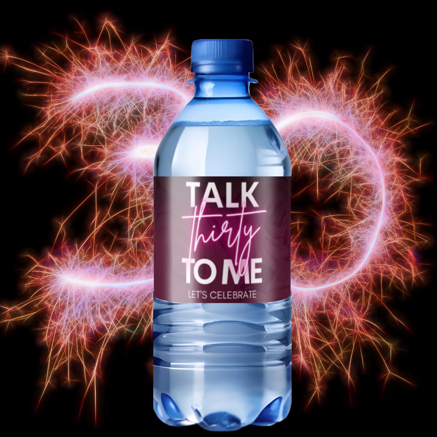 Talk Thirty To Me Water Bottle Labels | 30th Birthday Party Favors|12| Party Table Decor | Easy Celebration Setup