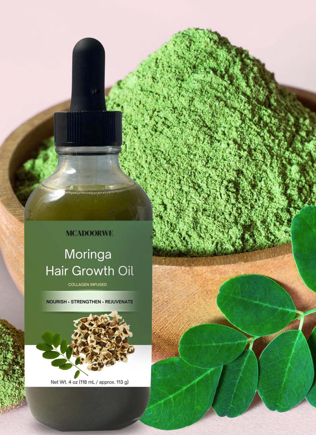 Moringa Hair Growth Oil | 4 fl.oz | 100% Pure & Natural | Herbal Oil | Collagen Infused