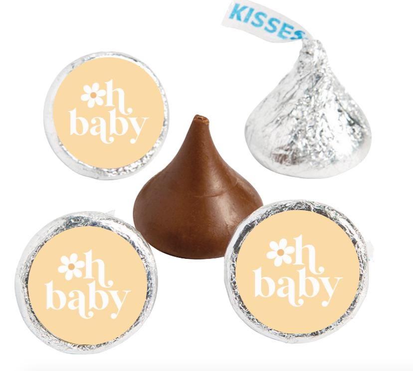 Oh Baby Kisses Candy Stickers | 100ct|Glossy| Baby Shower