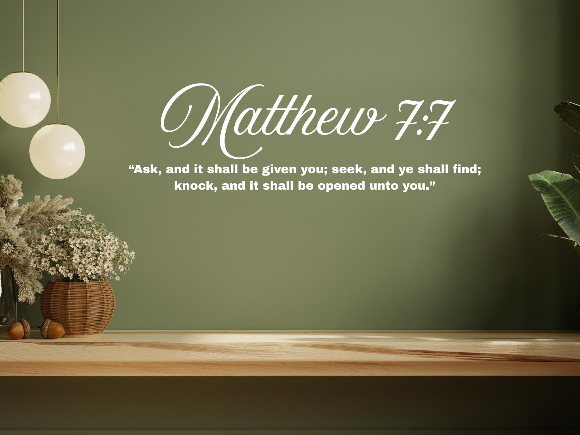 Matthew 7:7 Bible Verse Vinyl Wall Decal | Inspirational Christian Decor| Black| Large