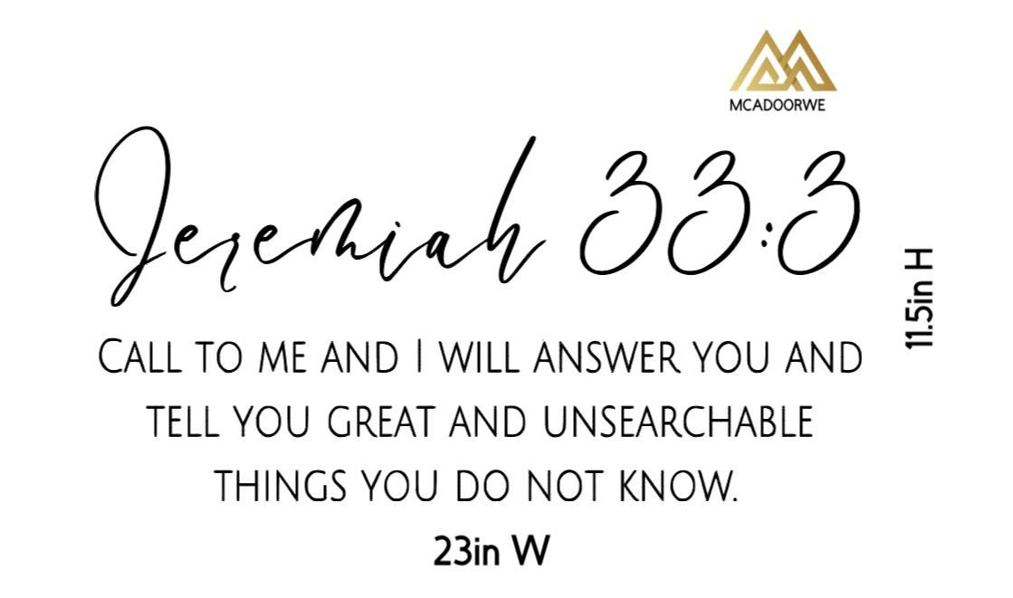 Jeremiah 33:3 Bible Verse Wall Art | Faith Based Motivation | Vinyl Wall Decals