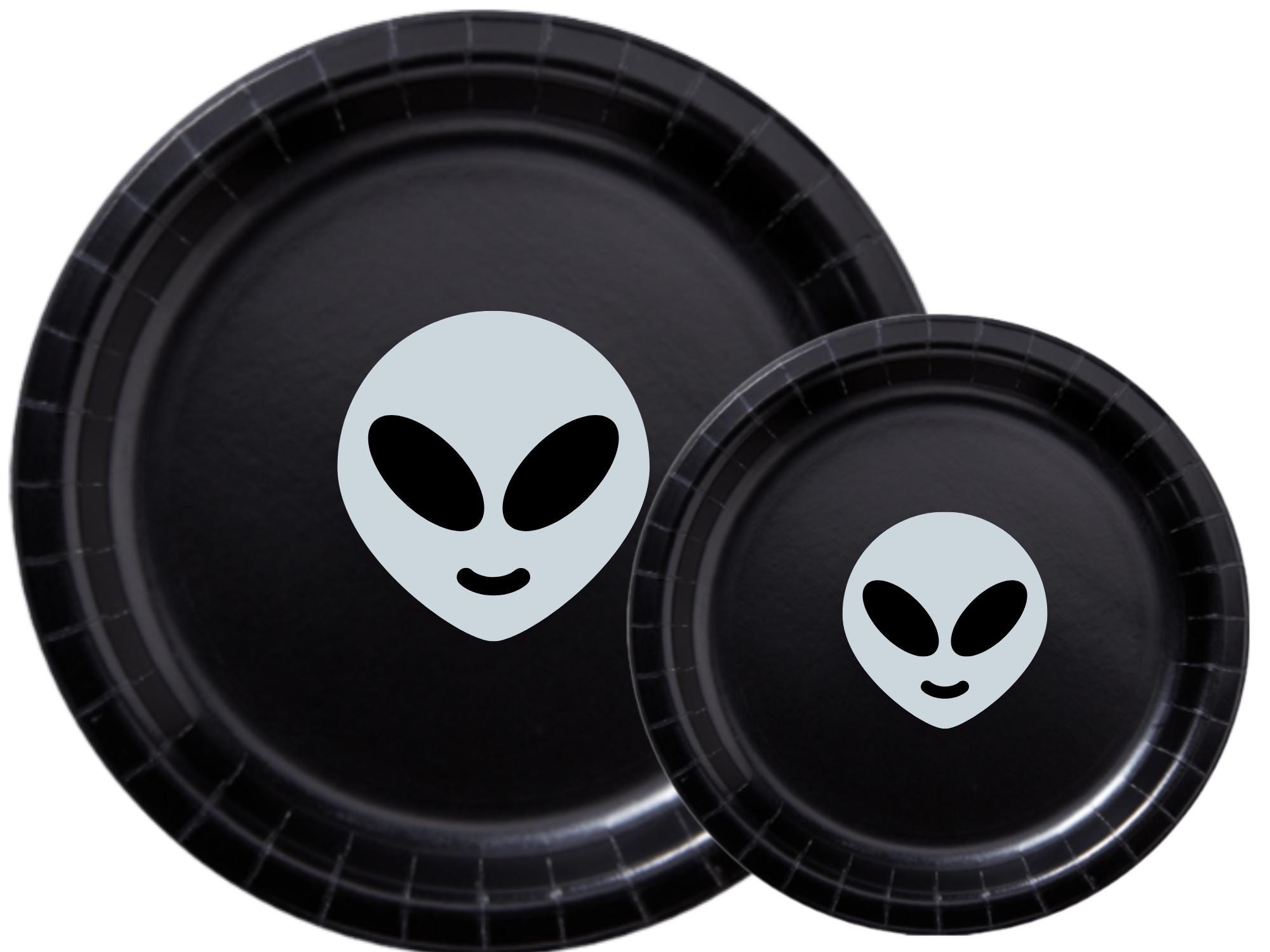 Alien Themed Party Plates | Black Paper Plates Set | Space Celebration