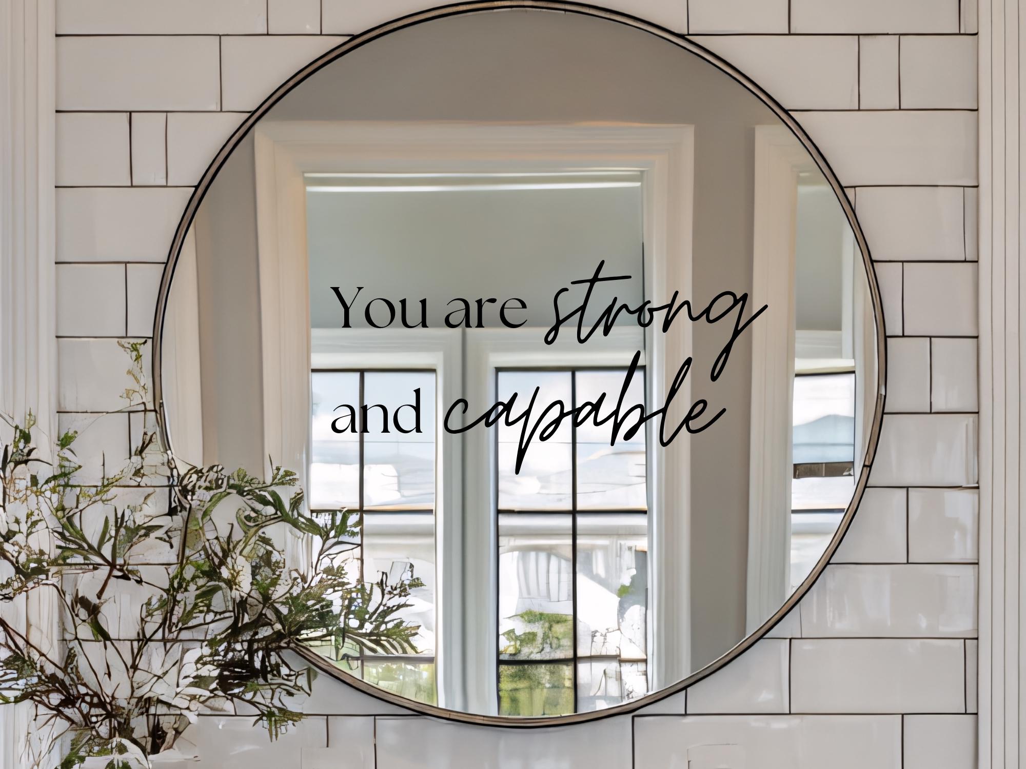 ou Are Strong You Are Capable Wall Decal | Inspirational Quote | Black Vinyl