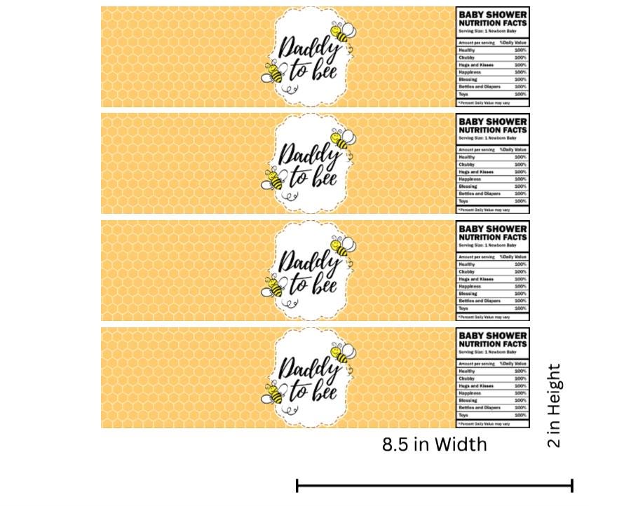 Daddy To BEE Baby Shower Water Bottle Labels | Bumble Bee Theme | 12pcs| Glossy