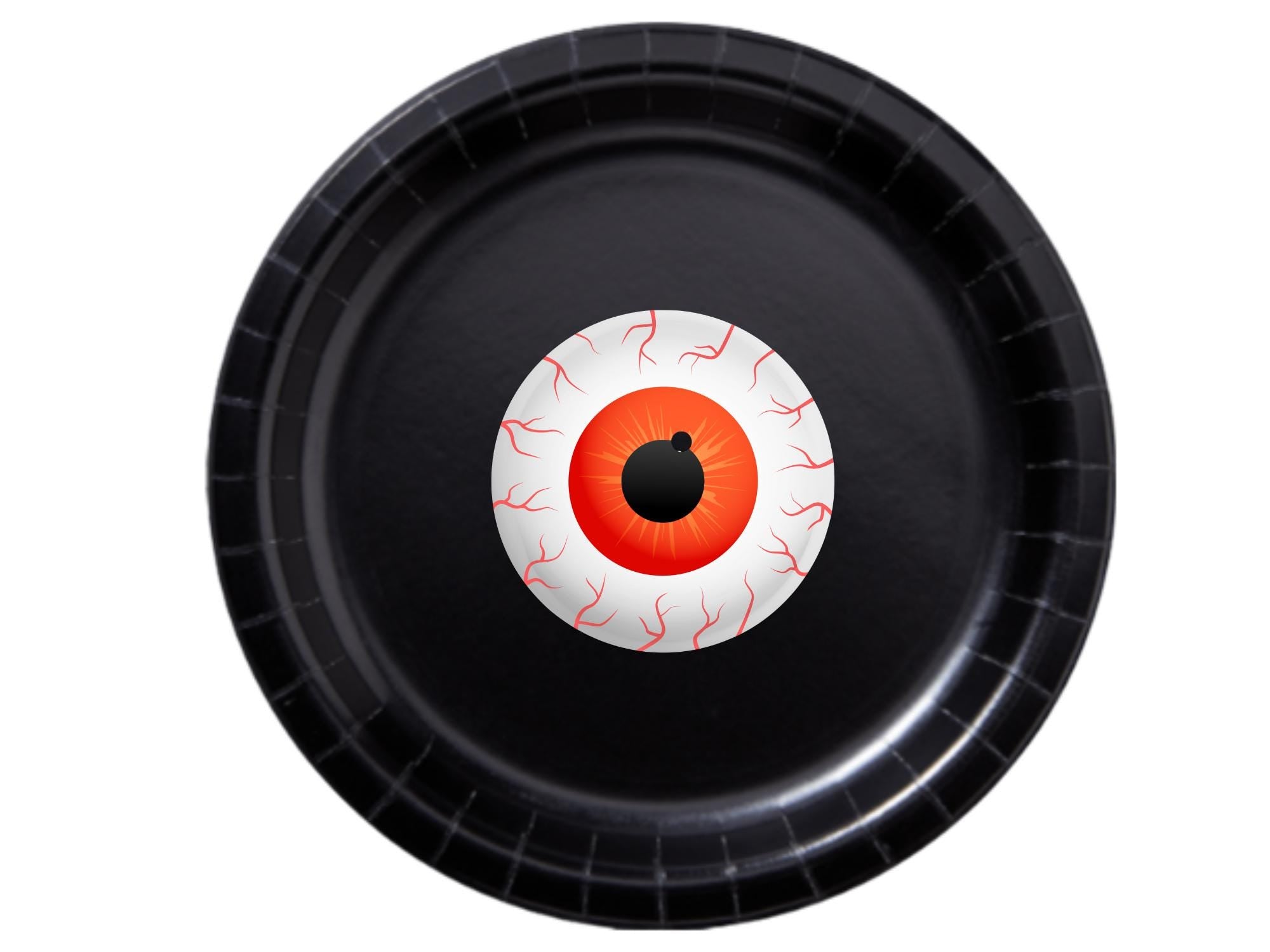 Creepy Eyeball Party Plates | Black Halloween Plates Set | 40 Piece Tableware