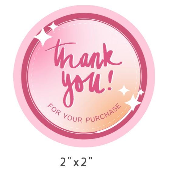Pink Thank You Stickers for Packages, 2 x 2 inches, Set of 100