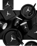 Custom shoe Paper Party Plates Set, Black, 60 Count, Basketball Theme, Jumpman