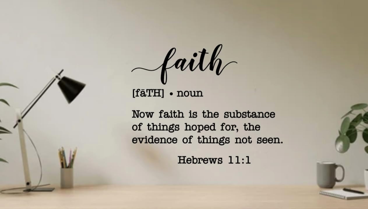 Faith Definition Wall Art with Hebrews 11:1 Bible Verse Quote, Inspirational Typography Print