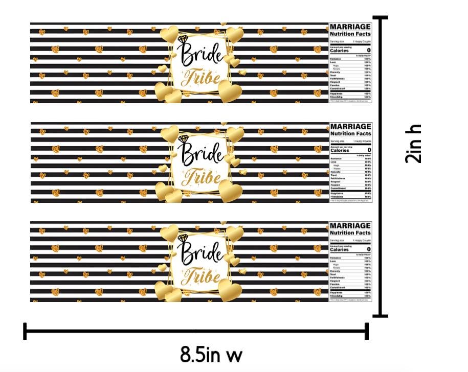 Bride Bottle Wrappers | Water Bottle Labels | 12ct | Bridal Shower & Bachelorette Favors