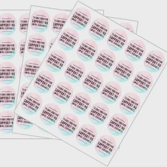Thank You for Supporting Small Business Stickers, 2 Inch Round, 60 Pack