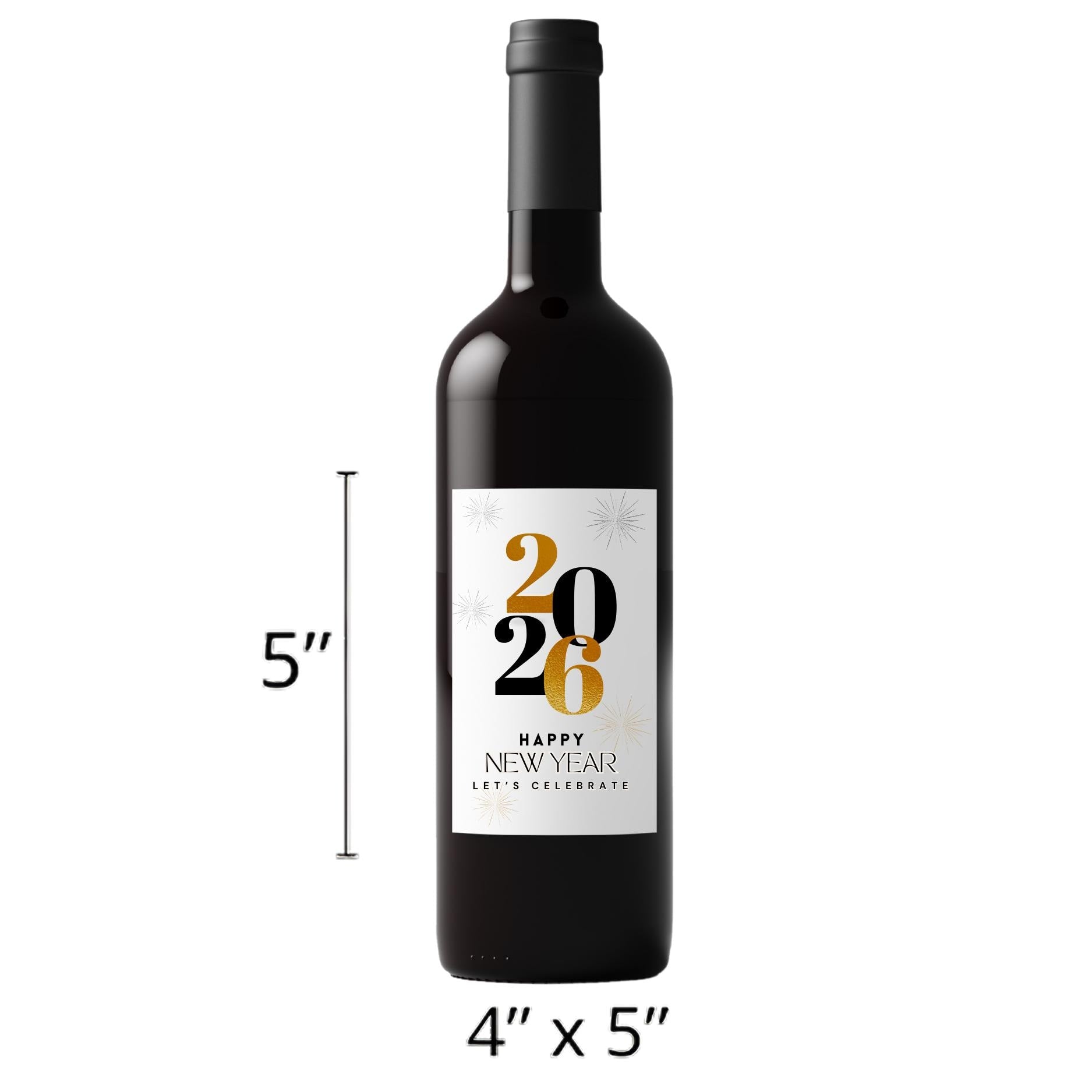 New Year Celebration Wine Labels | Custom Party Table Decor | Set of 4| Glossy