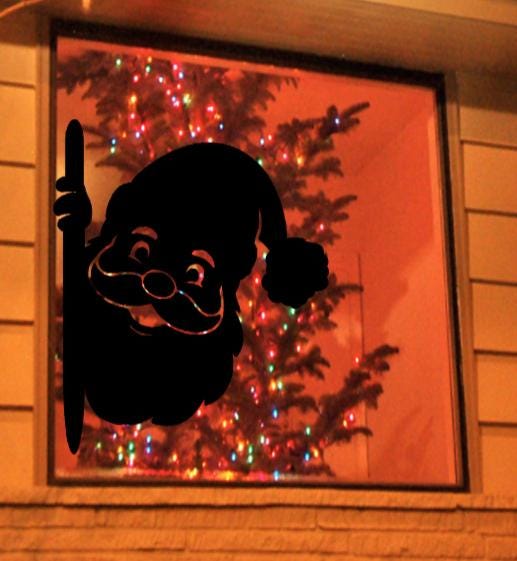 Peeking Santa Window Cling Decal | Large Christmas Decals | Reusable| 14H| Durable