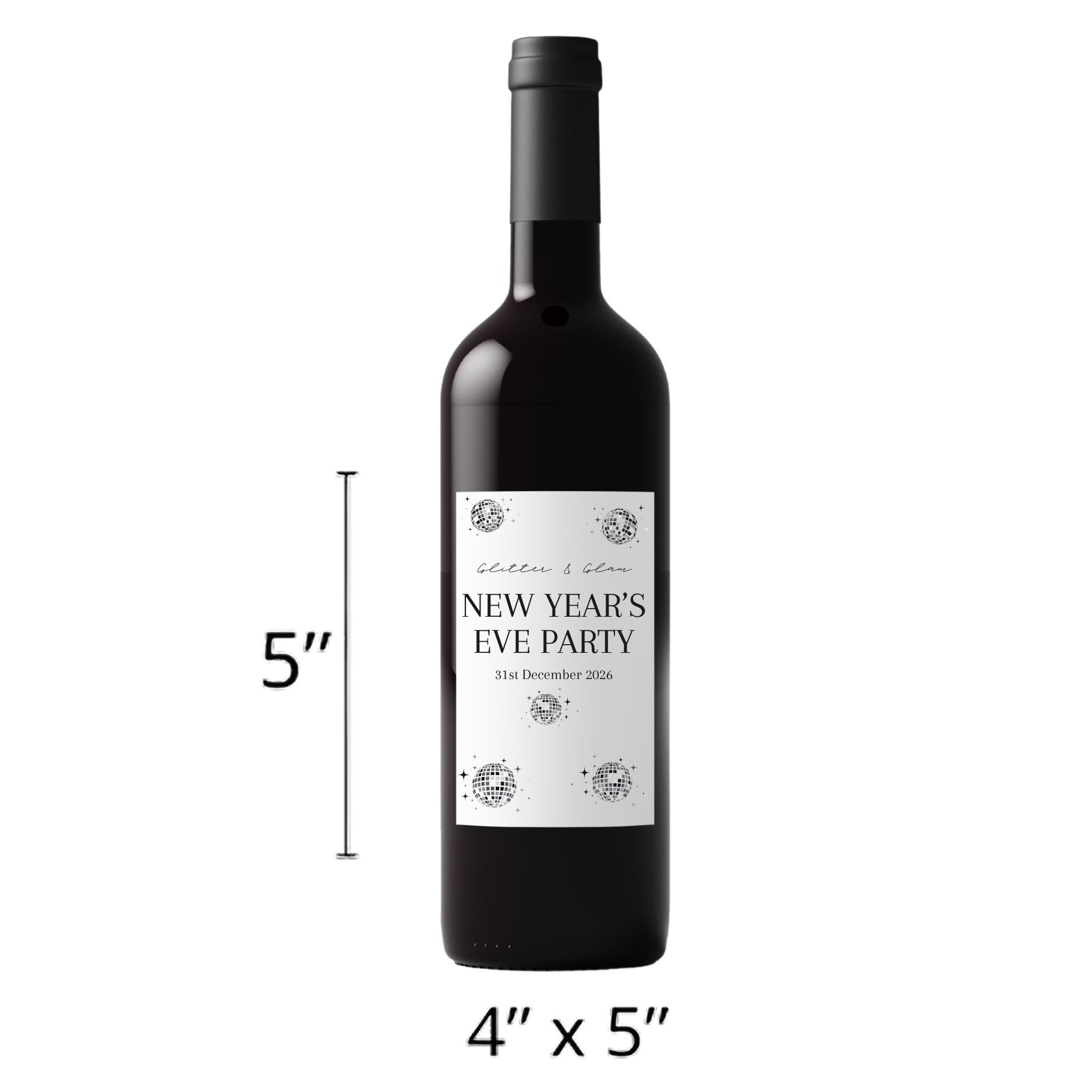 New Year Celebration Wine Labels | Personalized Party Table Decor | Set of 4