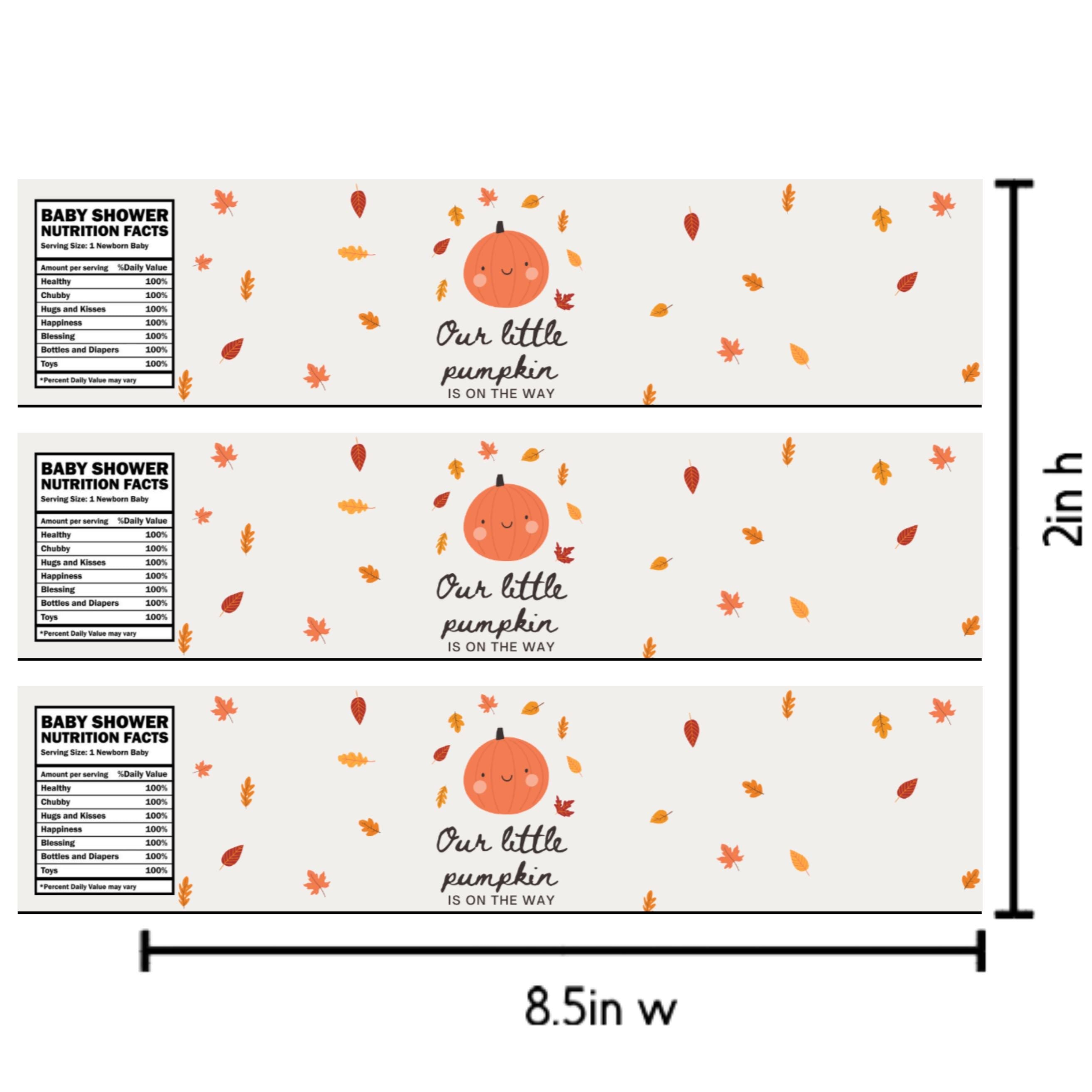 Our Little Pumpkin Is On The Way| Baby Shower Water Bottle Labels | Set of 12 | Table Accents