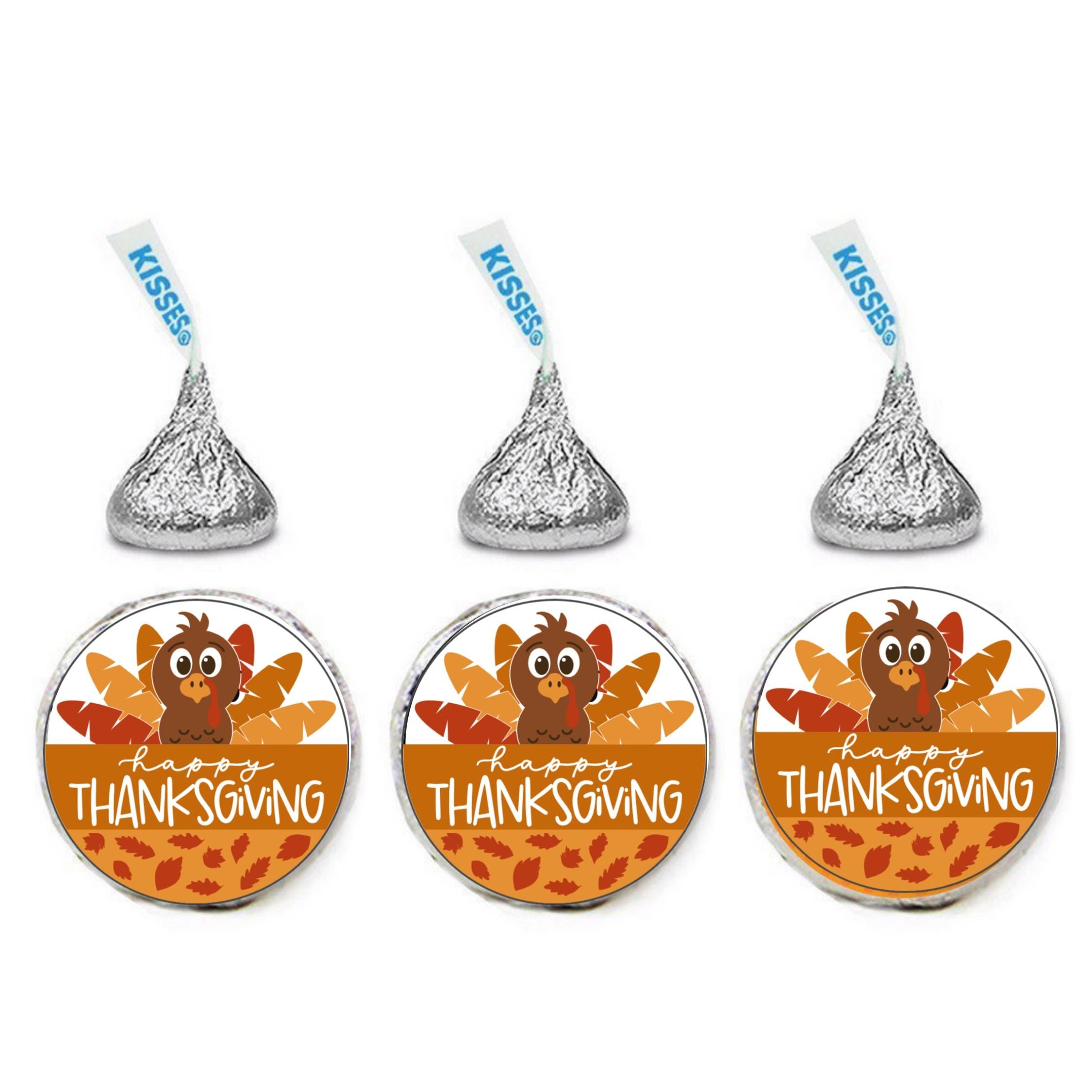 Happy Thanksgiving Candy Stickers | Turkey Candy Kiss Labels | 100 Glossy Candy Stickers |Candy Table Accents