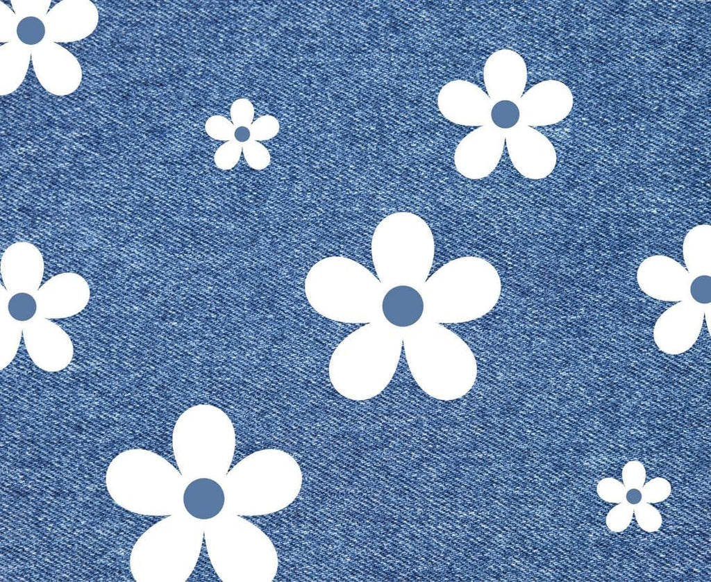 White Iron On Boho Flower Set | 30 Vinyl Flowers | Multiple Sizes 1in–4in | Fabric Heat Transfer