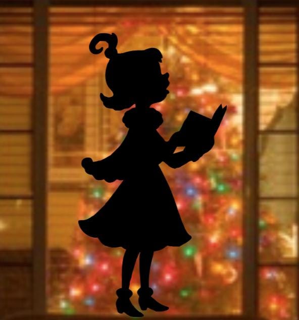 Holiday Window Cling Decal |Girl Singing | Black Silhouette |Large Reusable Christmas Decals|22H