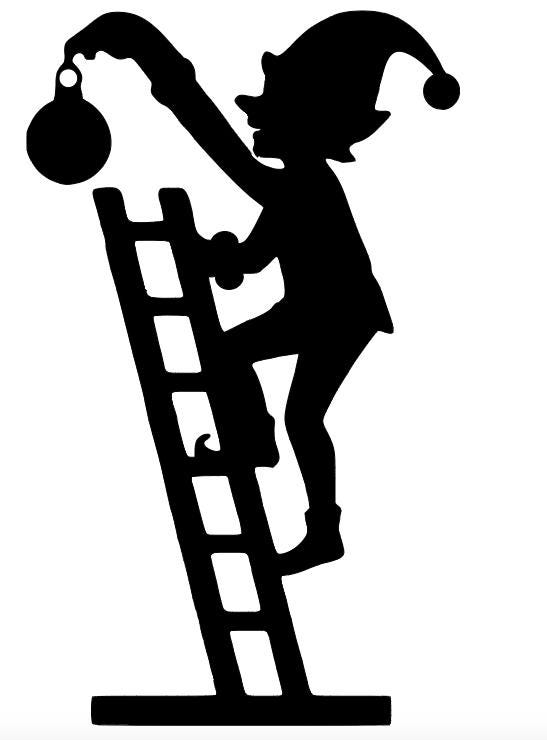 Large Elf Climbing Ladder Christmas Window Cling Decal | Reusable | Christmas Decor| 19H| Reusable